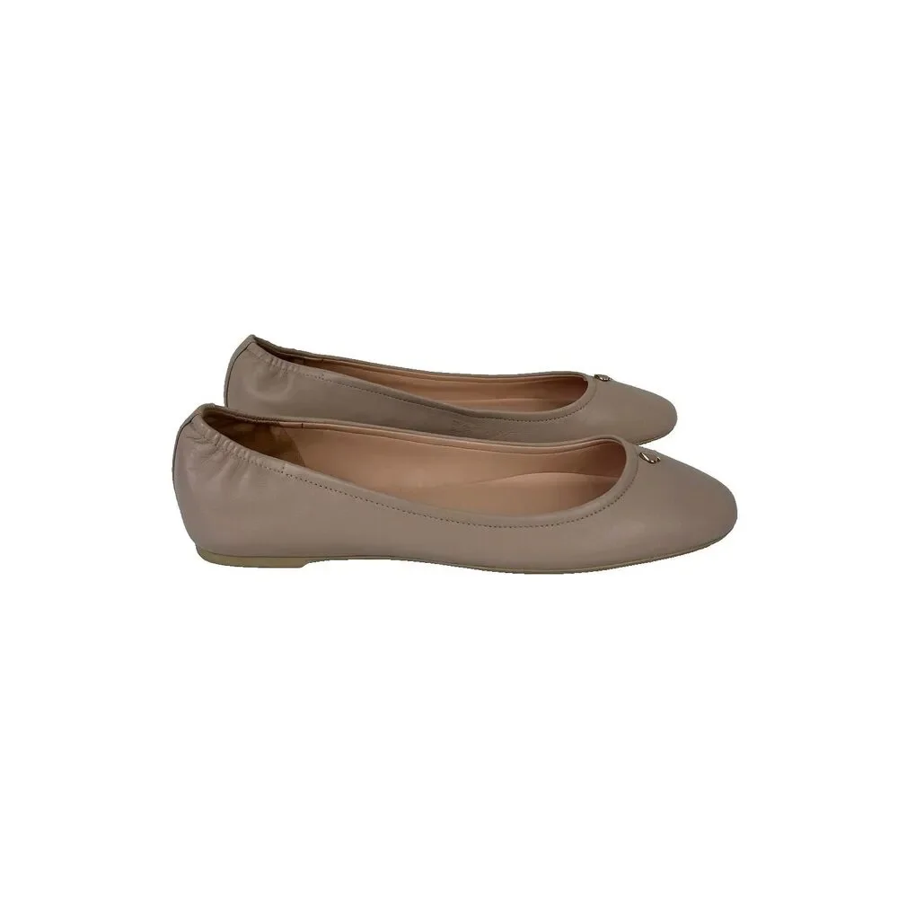 Kate Spade Keaton Ballet Flats Nude Pink Leather Slip on Shoes Neutral Women 8.5
